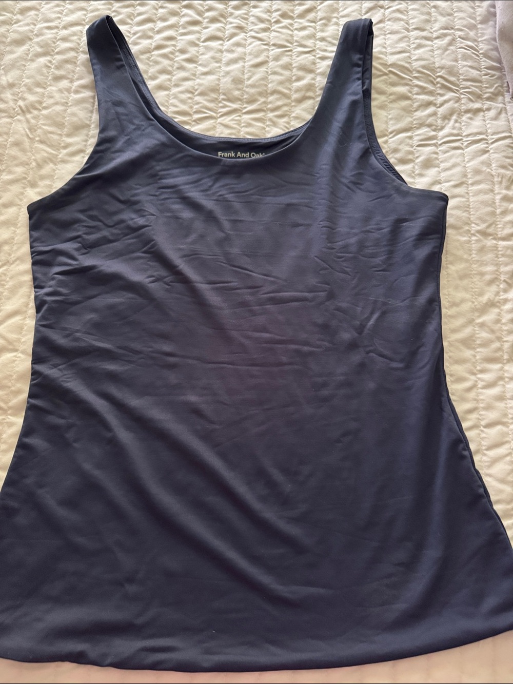 Frank & Oak Navy Blue Scoop Neck Tank Top